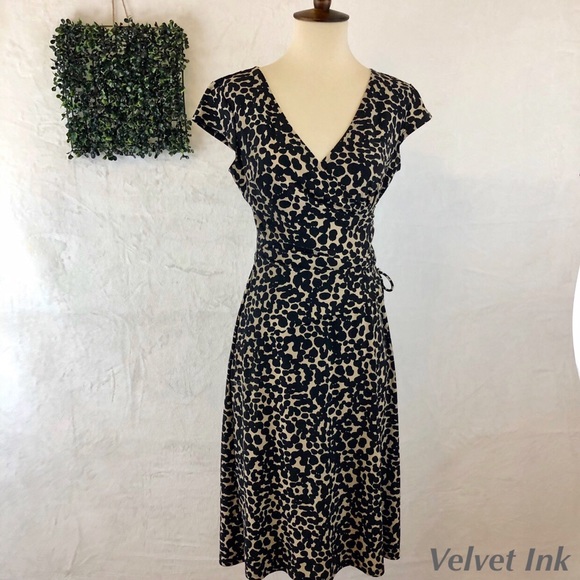 Jones Wear Dresses & Skirts - Leopard faux wrap jersey knit dress Jones Wear